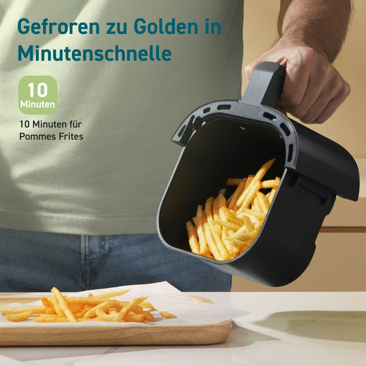 Schnelle Zubereitung von Pommes frites mit der COSORI 2-Liter Heißluftfritteuse
