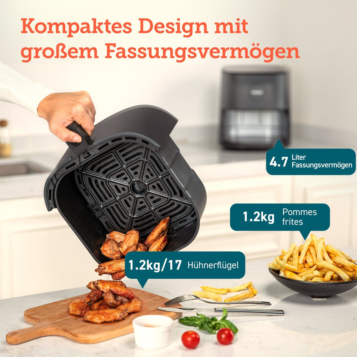 Kompakte COSORI Heißluftfritteuse mit platzsparendem Design für kleine Küchen