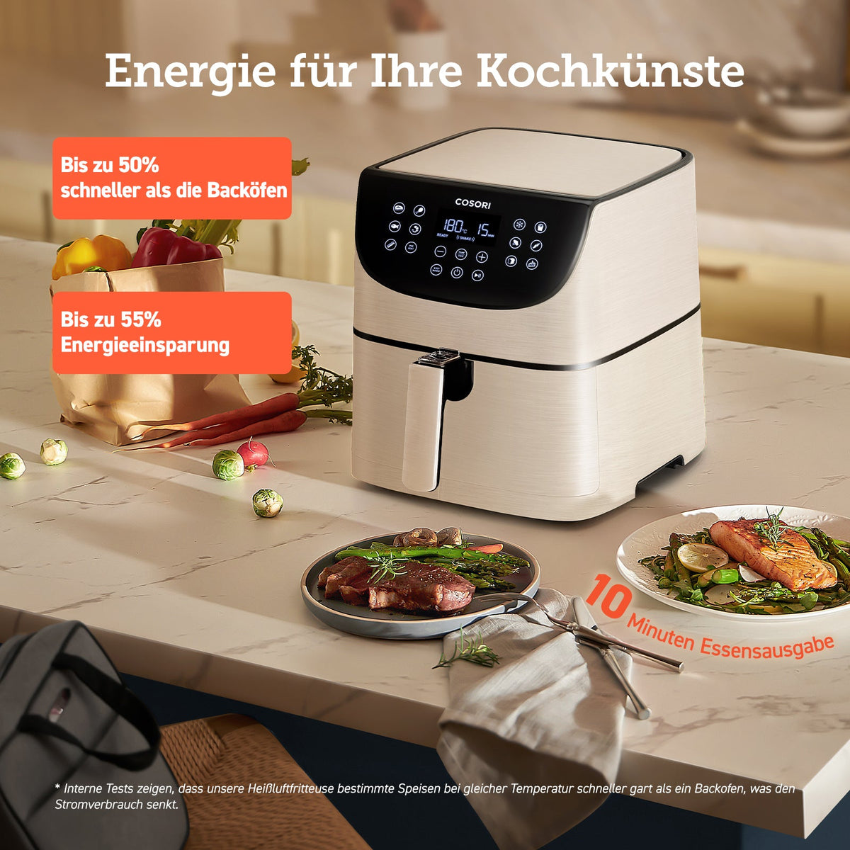 Energiesparende COSORI Heißluftfritteuse 5,5 Liter für den täglichen Gebrauch