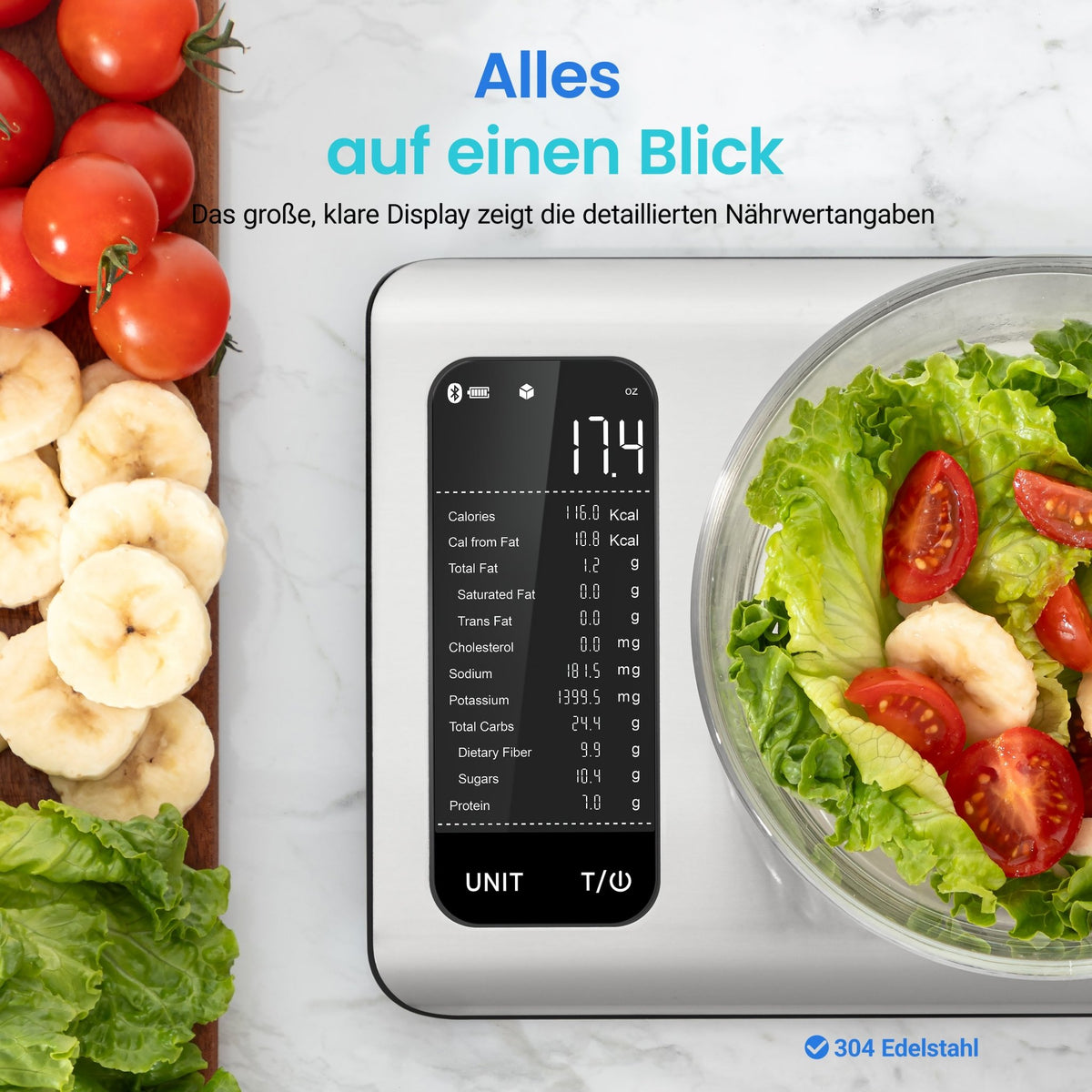 Nährwertanalyse mit der COSORI CNS-R101S Ernährungswaage für ganzheitliche Ernährung