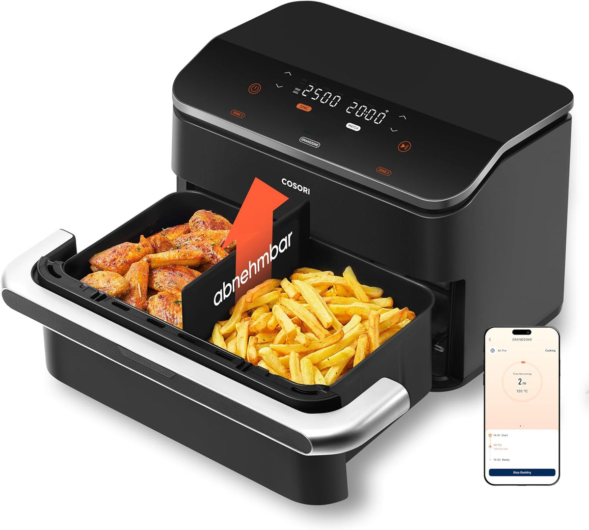 COSORI Dual Blaze Twinfry™ 10-Liter Heißluftfritteuse mit App-Steuerung und herausziehbarem Garraum