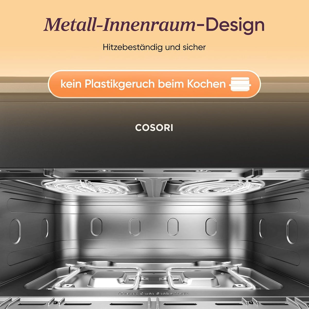 Robuster Metall-Innenraum der COSORI Twinfry Heißluftfritteuse für langlebiges und sicheres Kochen