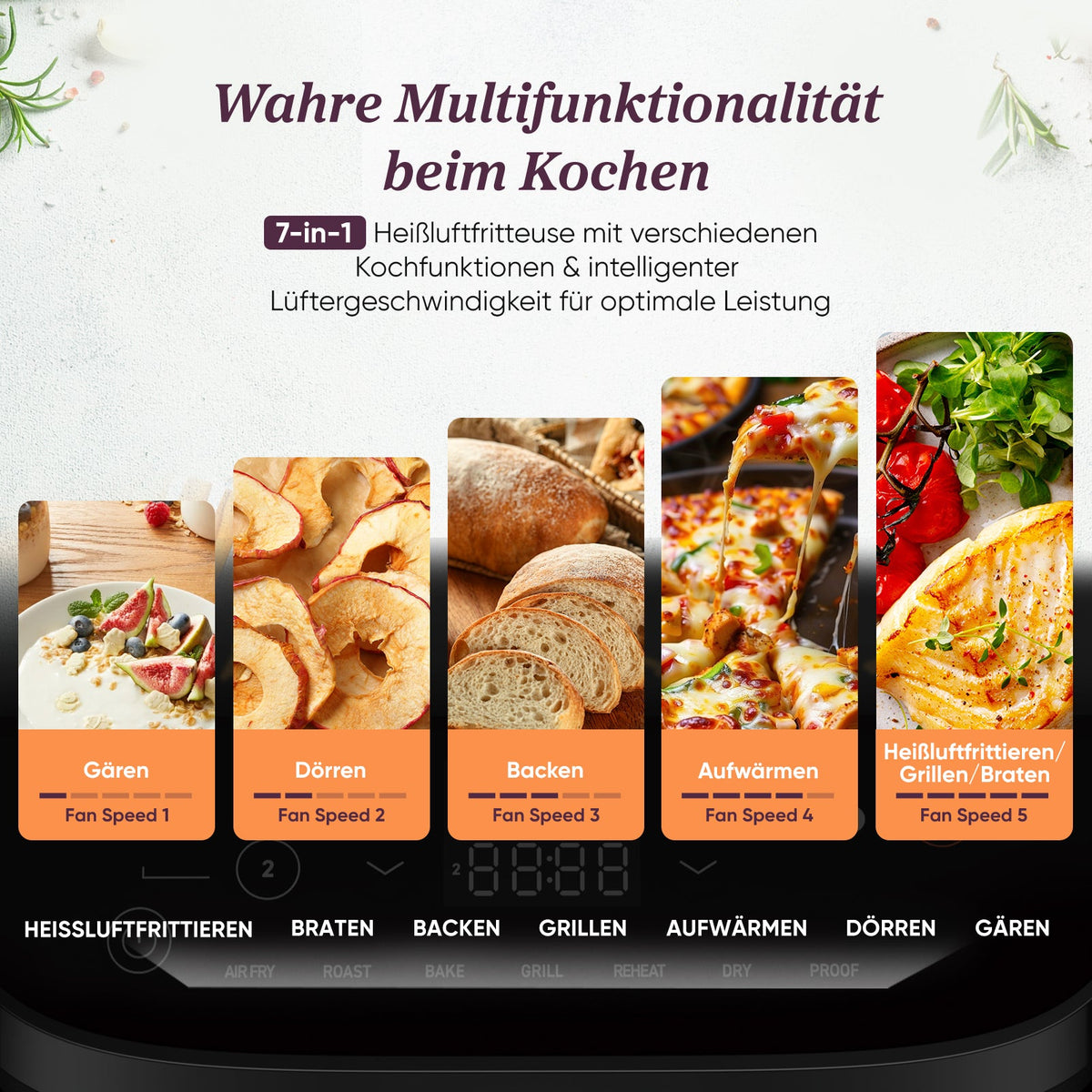 Vielseitige Kochfunktionen der COSORI Turbo Tower Heißluftfritteuse
