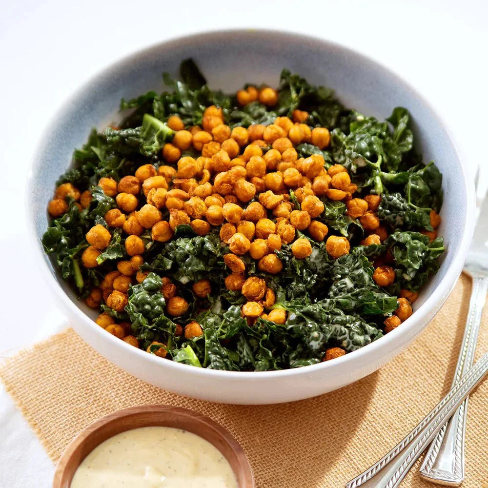 Grünkohlsalat mit Kichererbsen - cusori.com