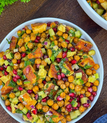 Hot Halloumi Kichererbsen Salat - cusori.com