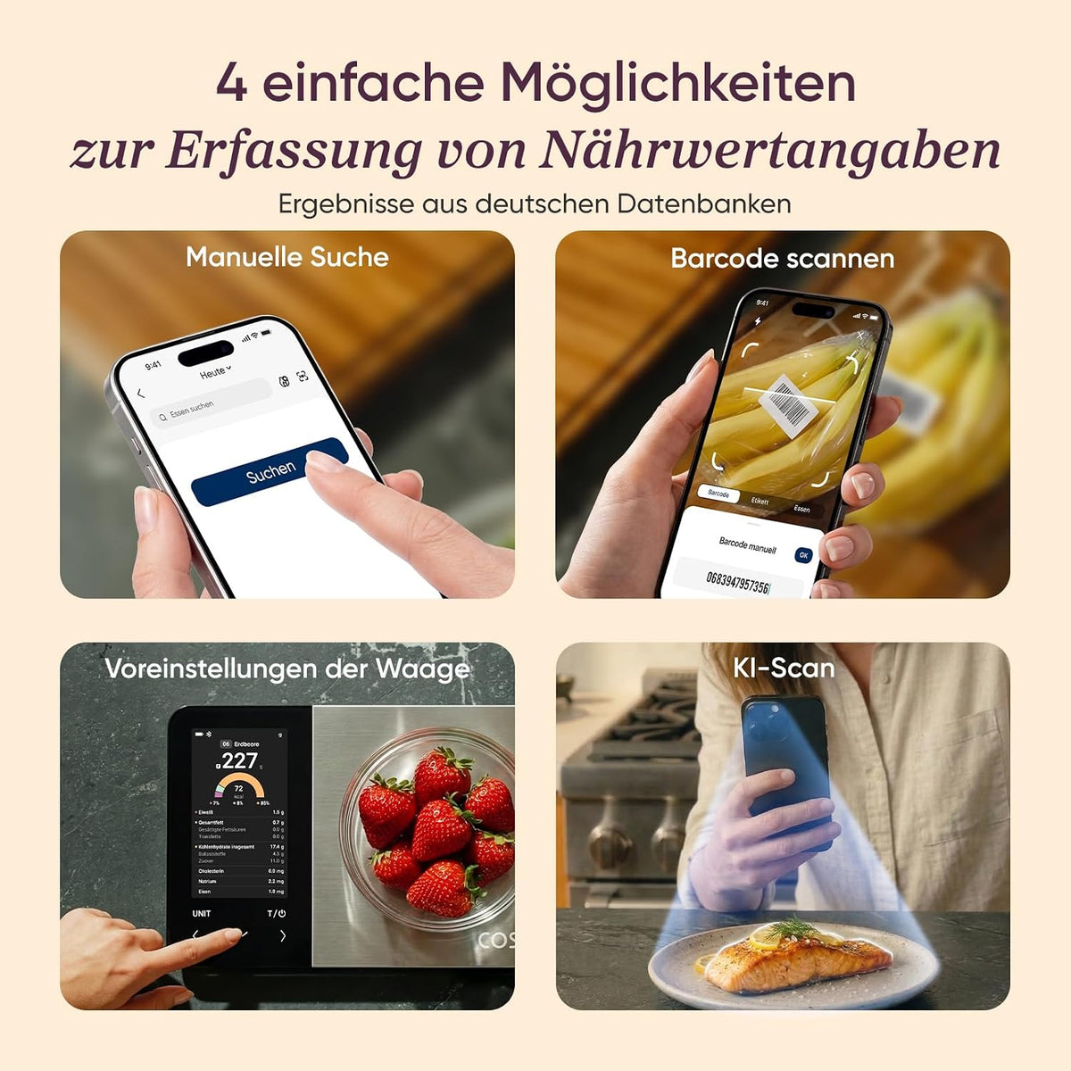 COSORI NutriLens Smarte Küchen- und Ernährungswaage