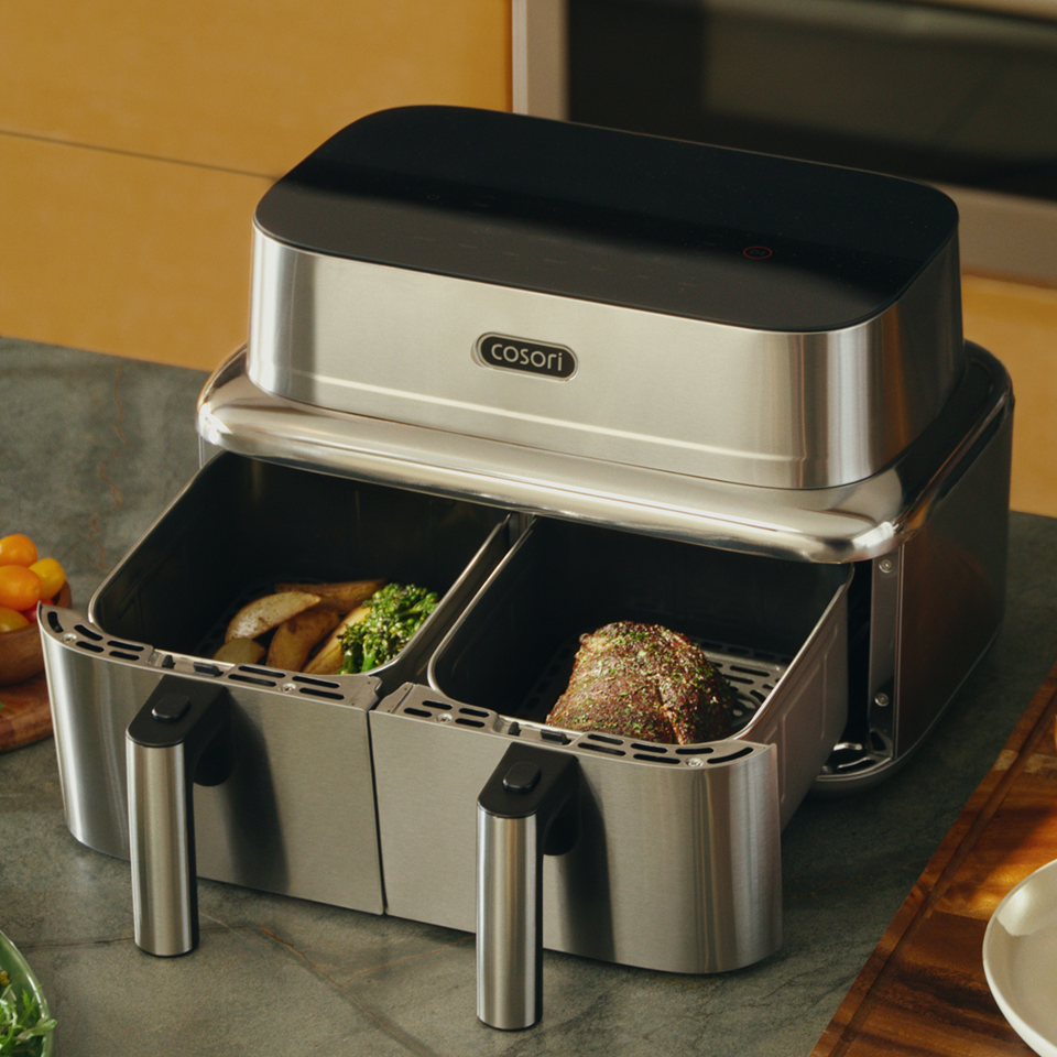 COSORI ICONIC™ Dual – zwei unabhängige Garkörbe mit Sync- und Match-Funktion für gleichzeitiges Garen