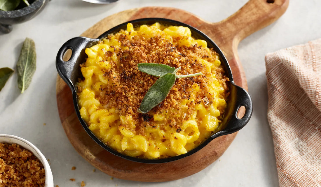 Cremige Mac & Cheese mit geröstetem Butternut-Kürbis