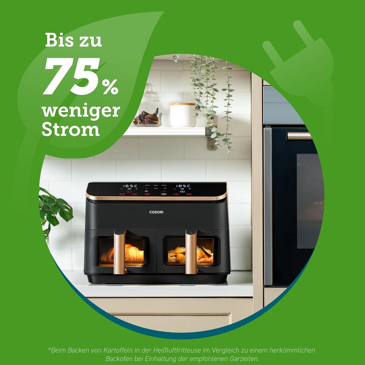 Energiesparendes Kochen mit der COSORI 2-Kammern Heißluftfritteuse