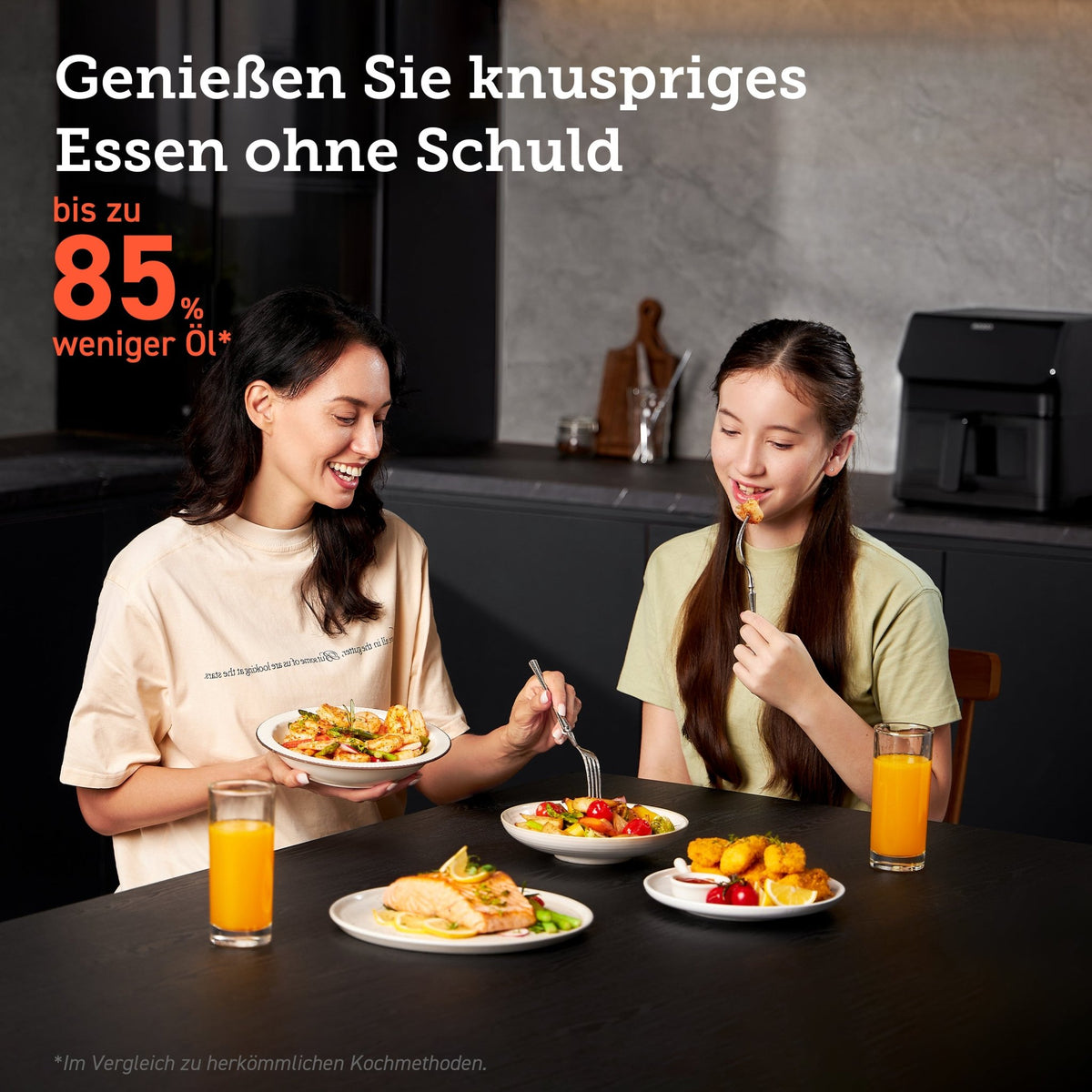 Gesundes Kochen mit der COSORI Heißluftfritteuse mit wenig Öl
