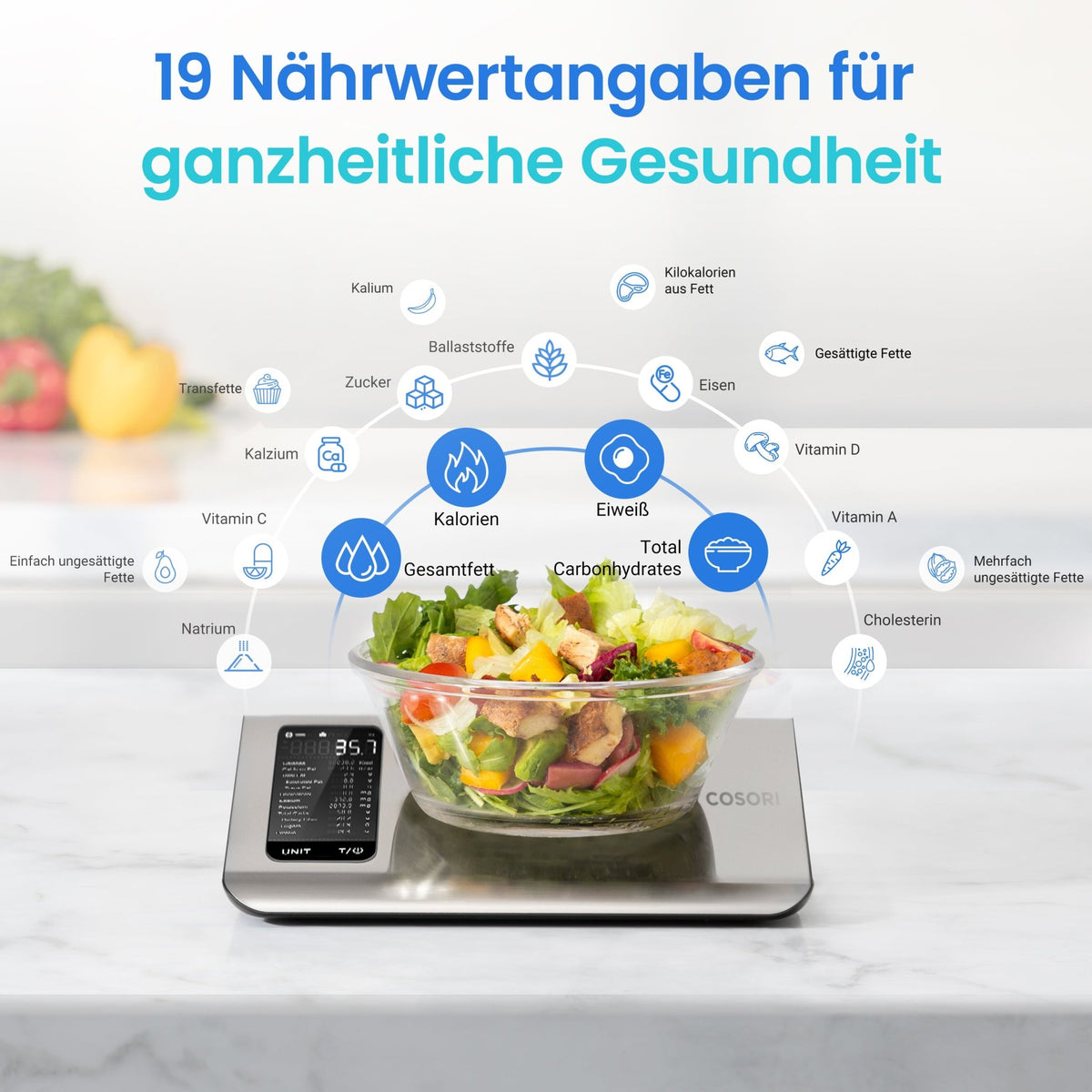 Barcode-Scan mit der COSORI CNS-R101S Ernährungswaage zur Lebensmittelerfassung