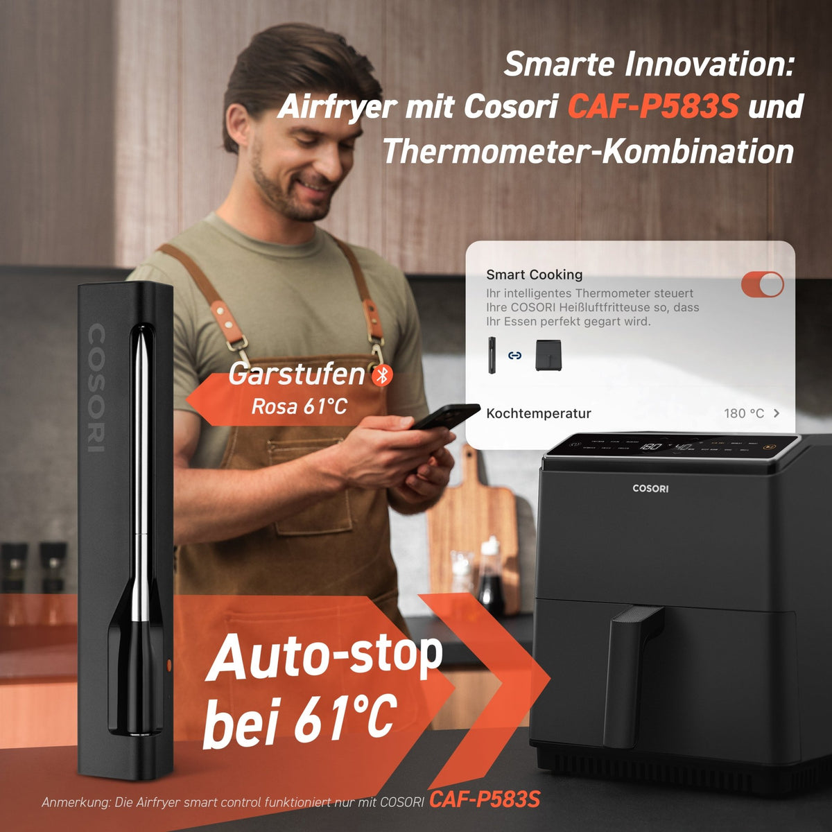 COSORI smartes Fleischthermometer mit App-Steuerung zur präzisen Kerntemperaturmessung