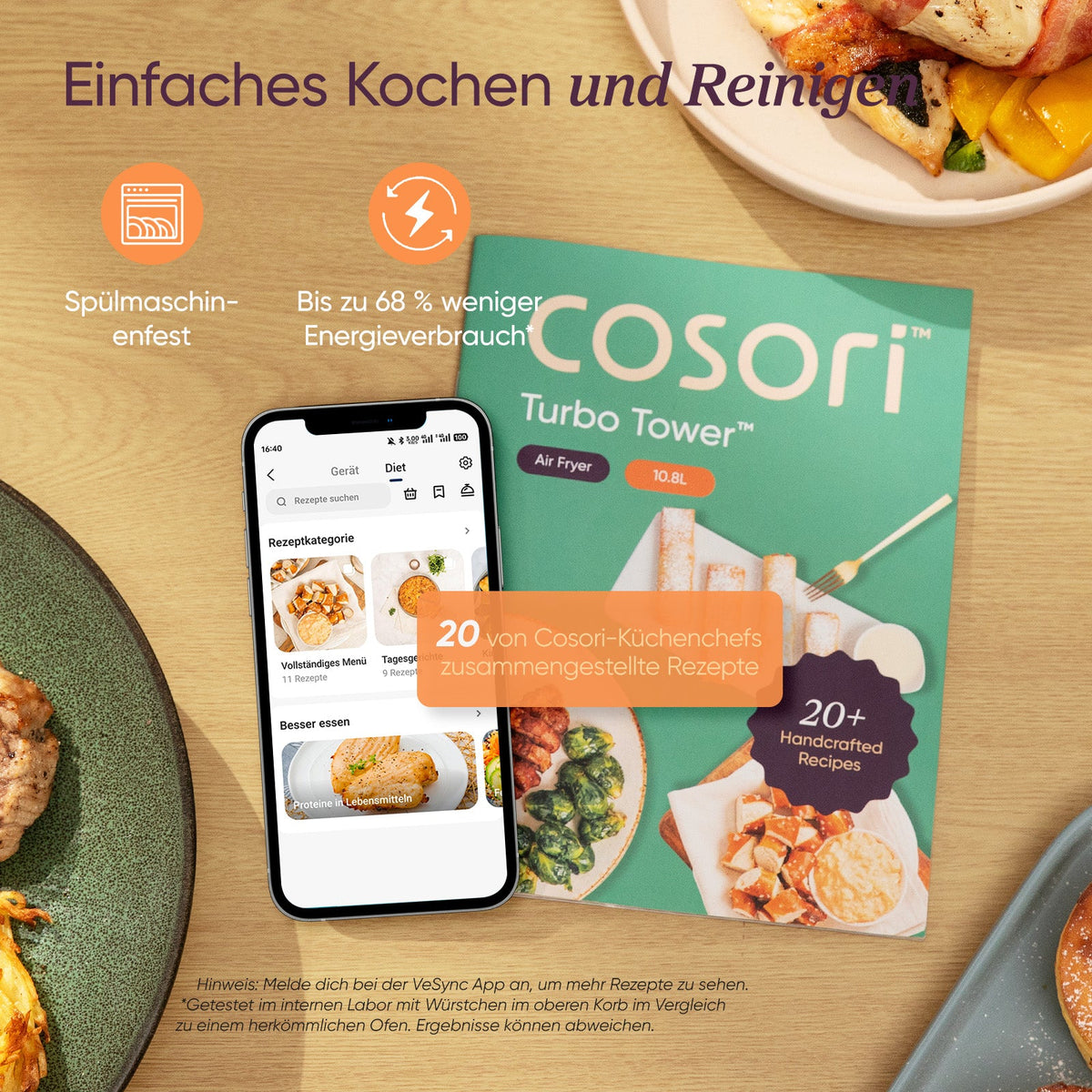 Einfache Reinigung und Nutzung der COSORI Turbo Tower Heißluftfritteuse