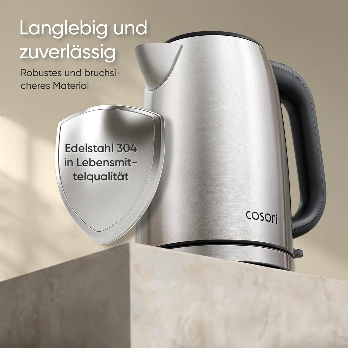 Robustes und langlebiges Design des COSORI Edelstahl Wasserkochers